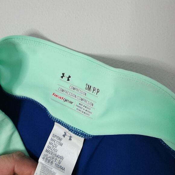 Under Armour Women's High Rise Full Length Leggings Compression Heat Gear Blue S - Picture 5 of 5